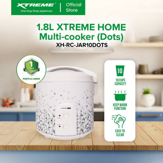 XTREME HOME 1.8L Rice Cooker 10 Cups Jar Type with Keep Warm Function (Dots) | XH-RC-JAR10DOTS