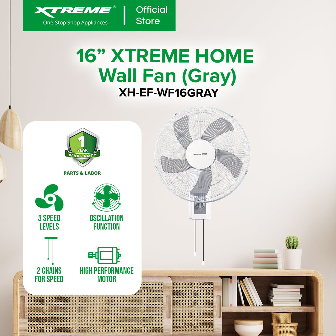 16" XTREME HOME Wall Fan (Gray) | XH-EF-WF16GRAY