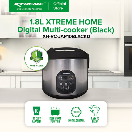 XTREME HOME 1.8L Digital Rice Cooker 10 Cup Jar Type w/ Warm Function (Black) | XH-RC-JAR10BLACKD