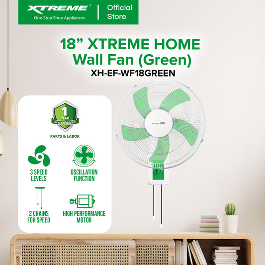 XTREME HOME 18 inches Wall Fan 3-Speed with 2 Chains (Green) | XH-EF-WF18GREEN