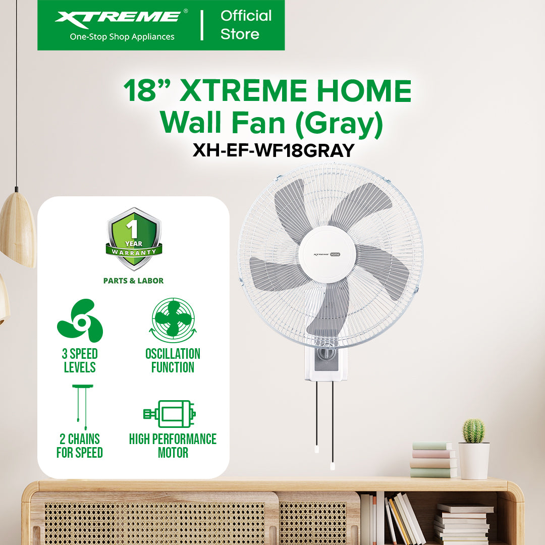 18" XTREME HOME Wall Fan (Gray) | XH-EF-WF18GRAY
