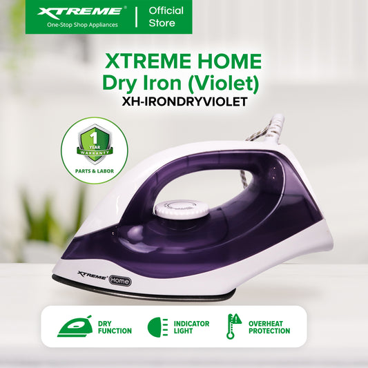 XTREME HOME Dry Iron w/ Soleplate Overheat Protection & Indicator Light (Violet) | XH-IRONDRYVIOLET