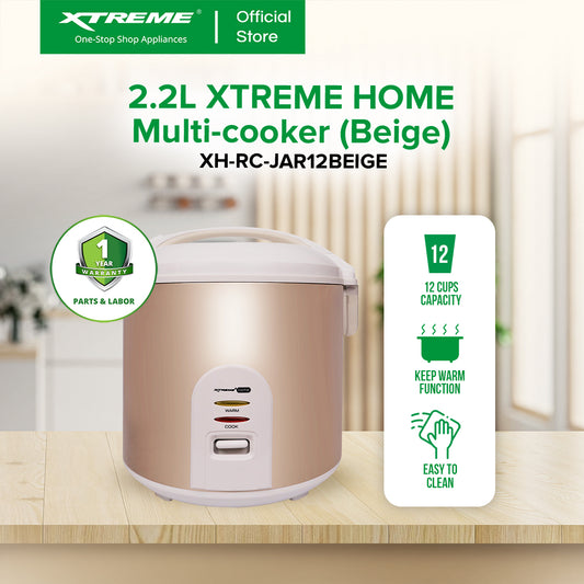 XTREME HOME 2.2L Rice Cooker 12 Cups Jar Type with Keep Warm Function (Beige) | XH-RC-JAR12BEIGE