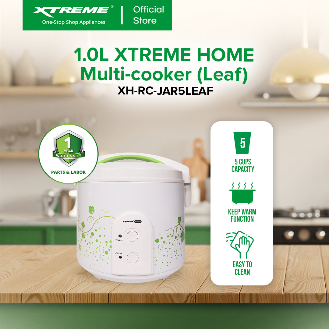 XTREME HOME 1L Rice Cooker 5 Cups Jar Type with Keep Warm Function (Leaf) | XH-RC-JAR5LEAF