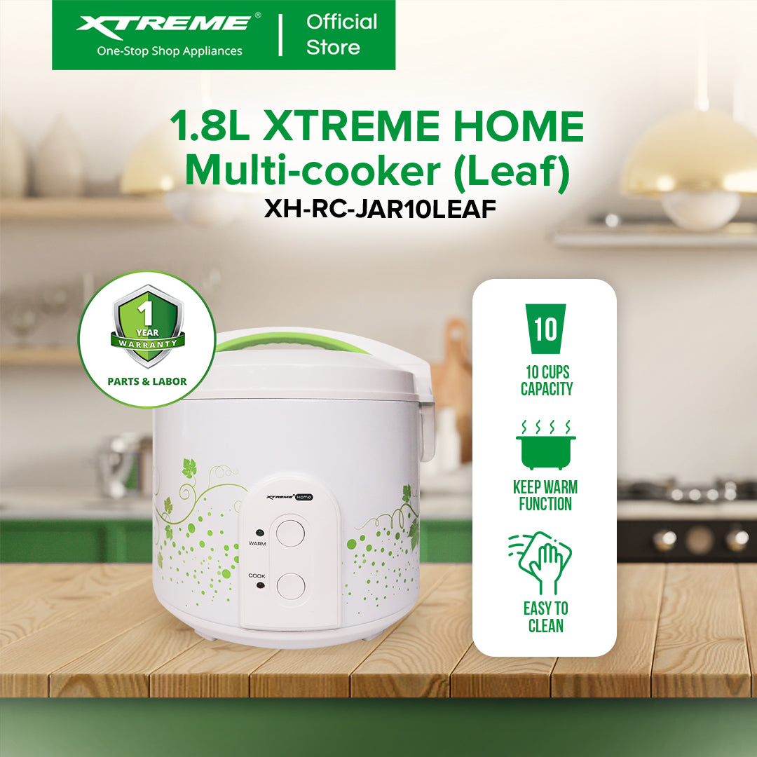 XTREME HOME 1.8L Rice Cooker 10 Cups Jar Type with Keep Warm Function (Leaf) | XH-RC-JAR10LEAF