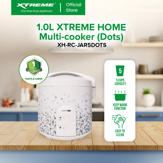 XTREME HOME 1L Rice Cooker 5 Cups Jar Type with Keep Warm Function (Dots) | XH-RC-JAR5DOTS