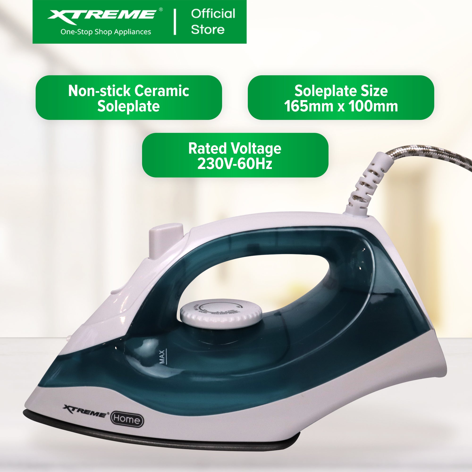 XTREME HOME Dry Iron with Spray Ceramic Soleplate and Indicator Light  (Blue) | XH-IRONSPRAYBLUE