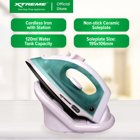 XTREME HOME Cordless Steam Iron with Spray [Green] (XH-IRONSTEAMGREEN)
