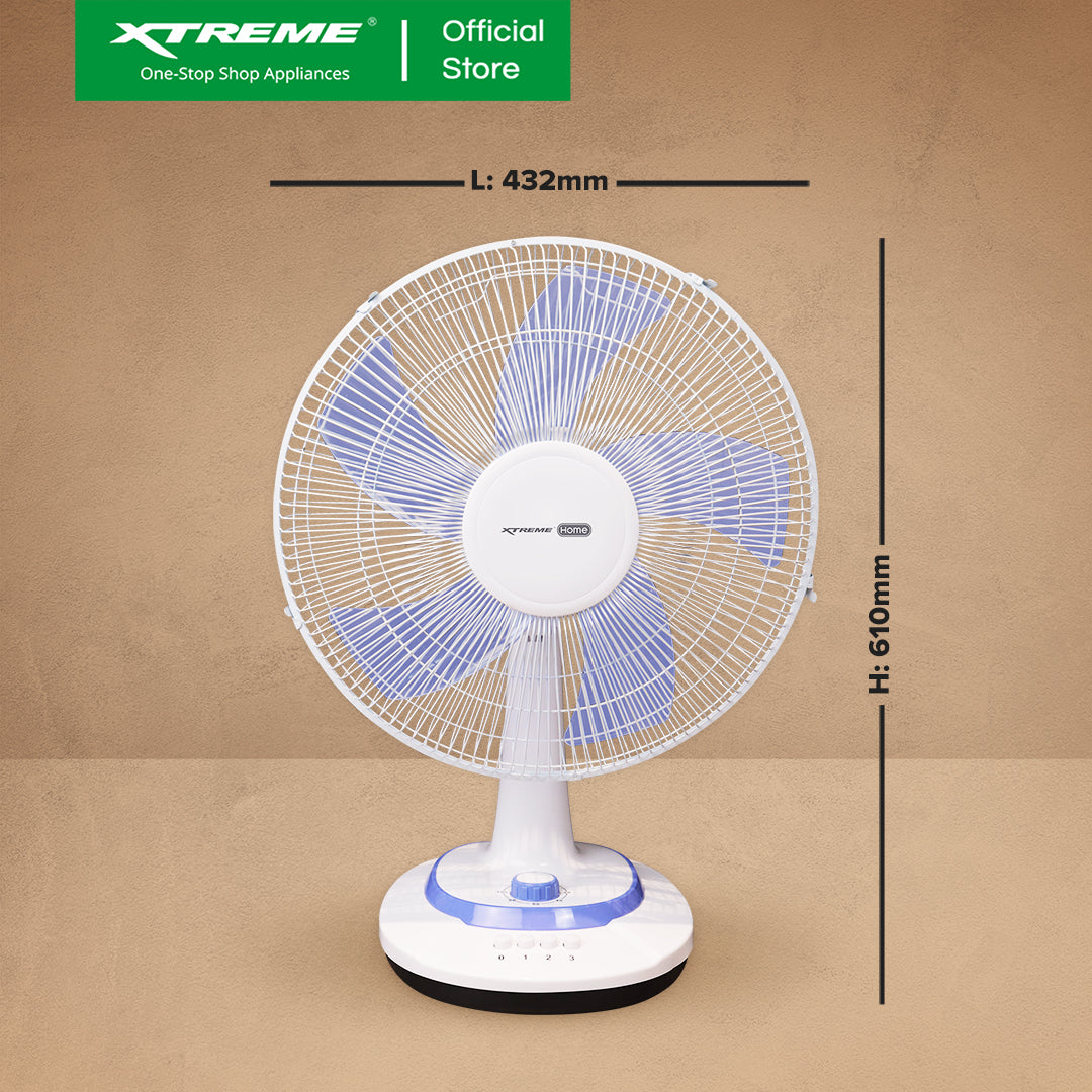 XTREME HOME 16 inches Desk Fan 3-Speed with Timer (Blue Blade) | XH-EF-DF16BLUE