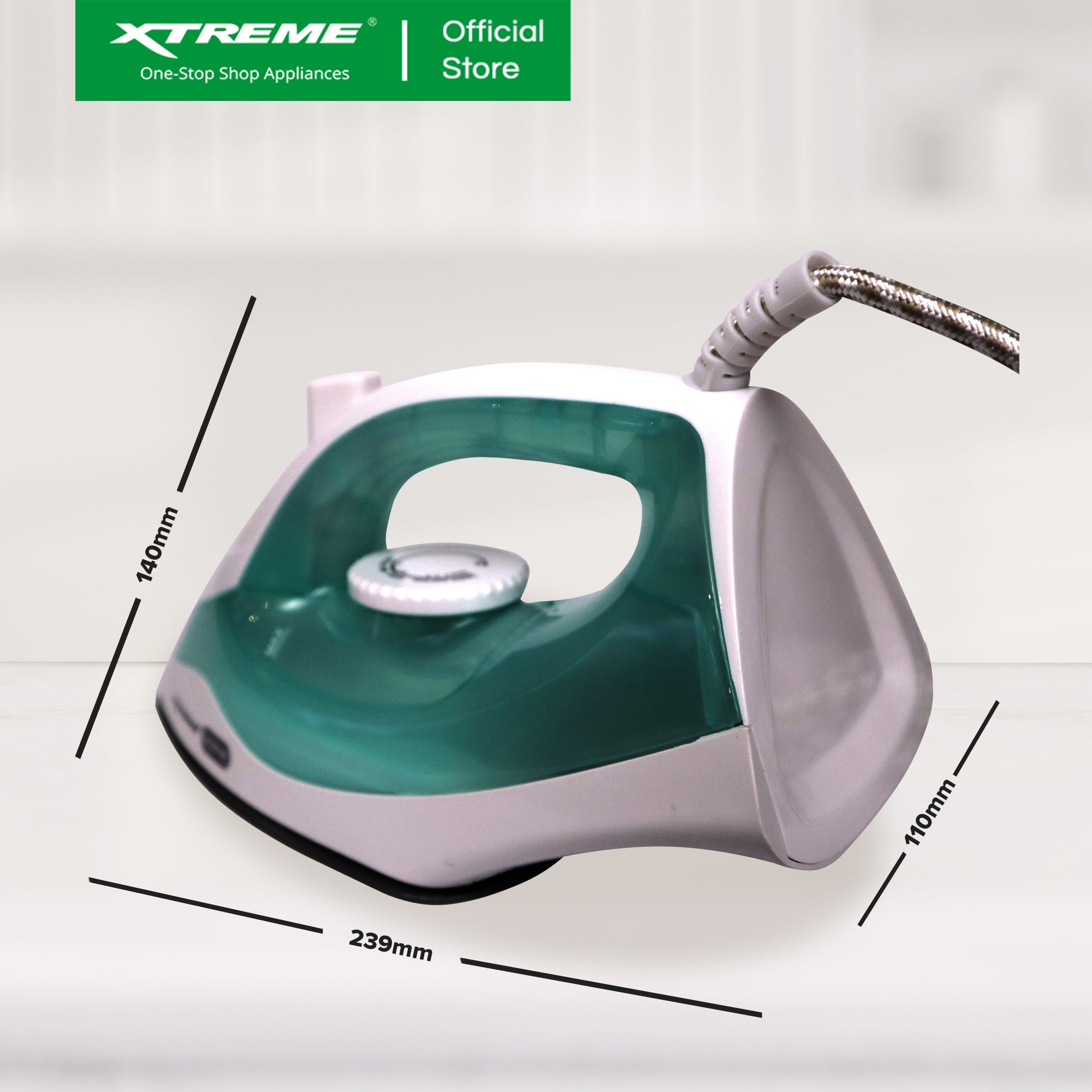 XTREME HOME Dry Iron with Spray Ceramic Soleplate and Indicator Light (Green) | XH-IRONSPRAYGREEN