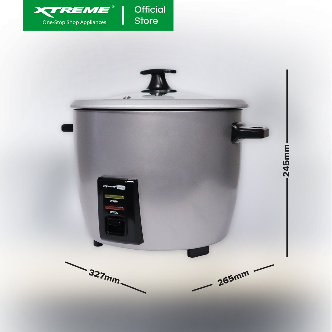 XTREME HOME 1.8L Rice Cooker 10 Cups with Automatic Keep Warm Function (Silver) | XH-RC-DRUM10SILVER
