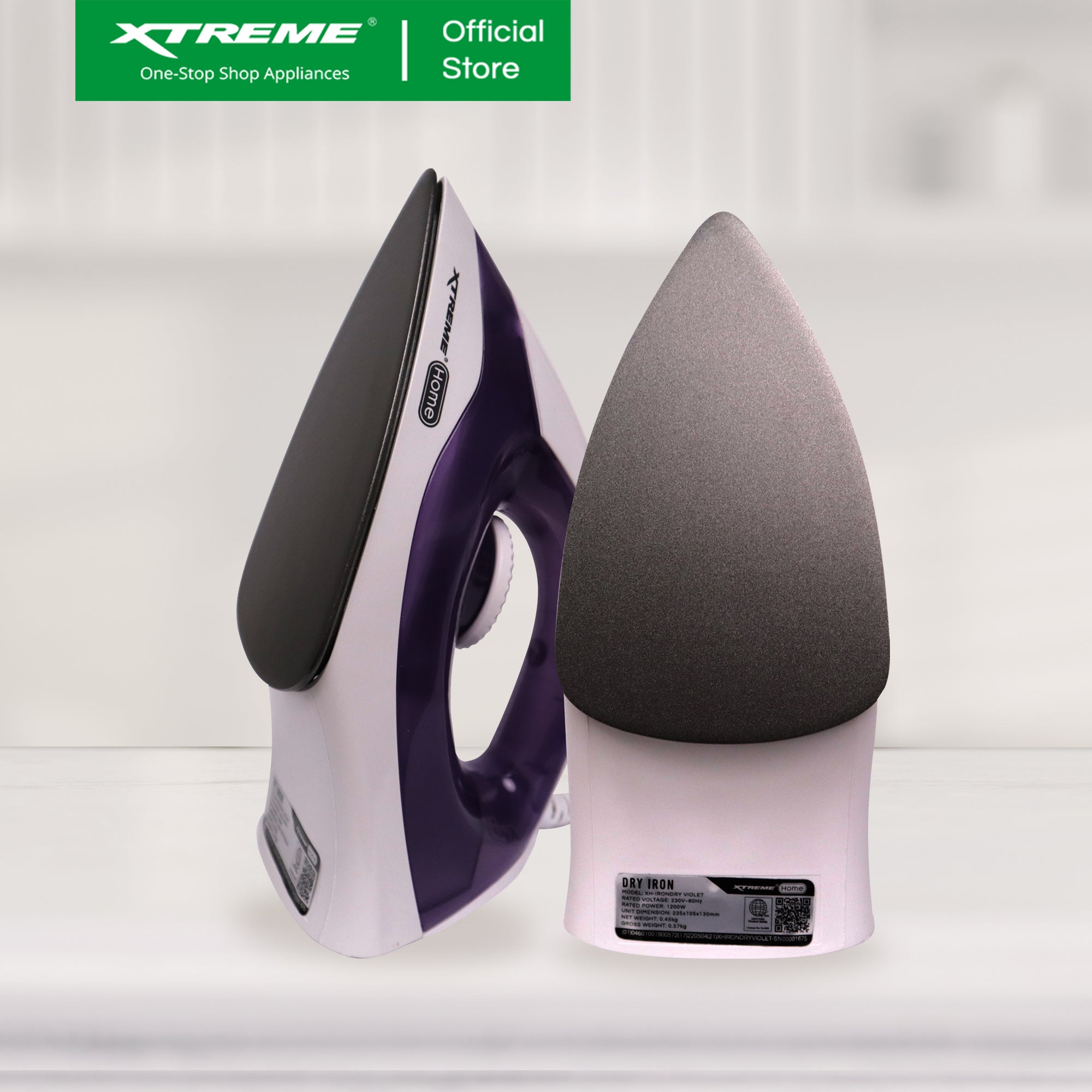 XTREME HOME Dry Iron w/ Soleplate Overheat Protection & Indicator Light (Violet) | XH-IRONDRYVIOLET