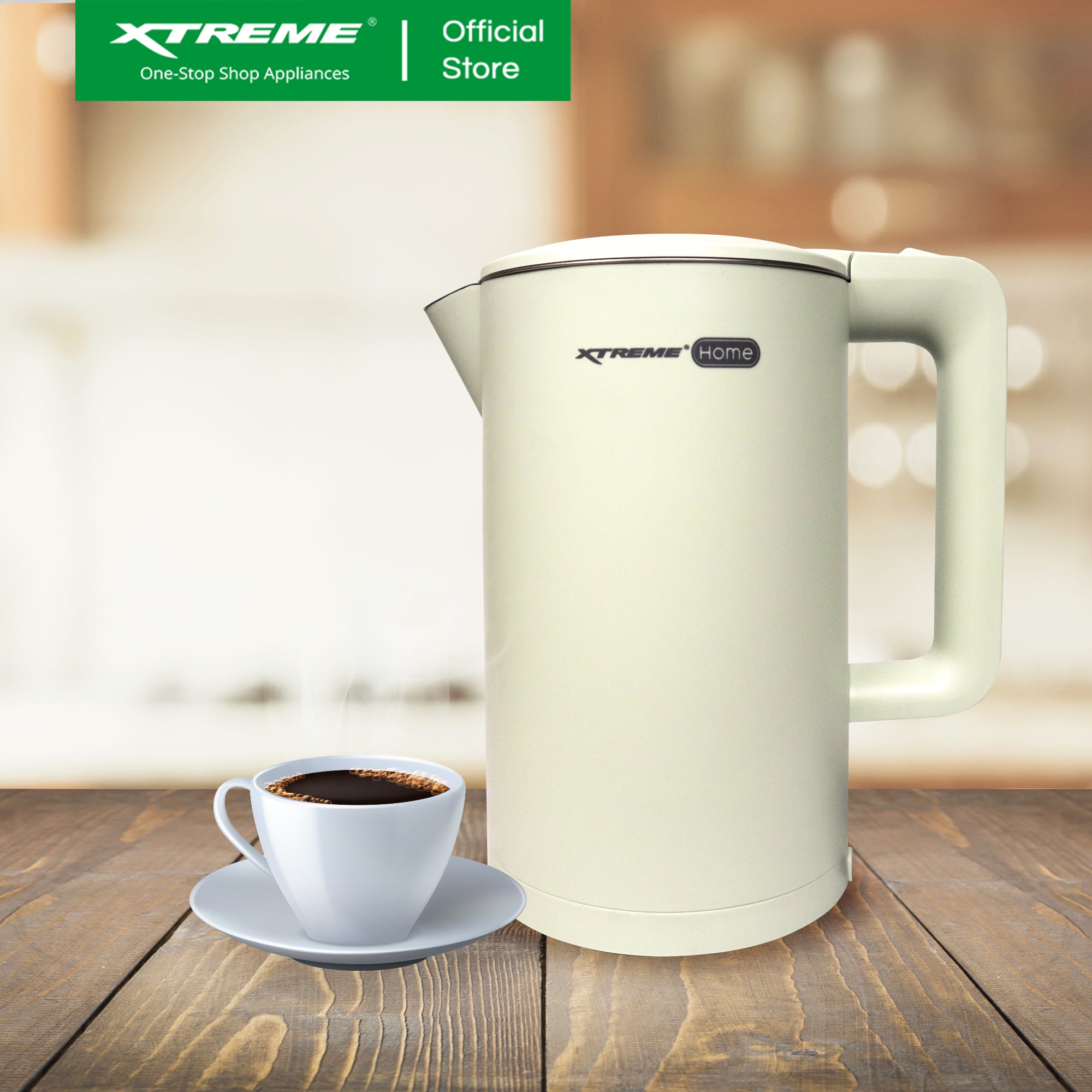 XTREME HOME 1.7L Electric Kettle Seamless Inner Pot w/ Water Indicator (Green) | XH-KT-DWCLH17GREEN