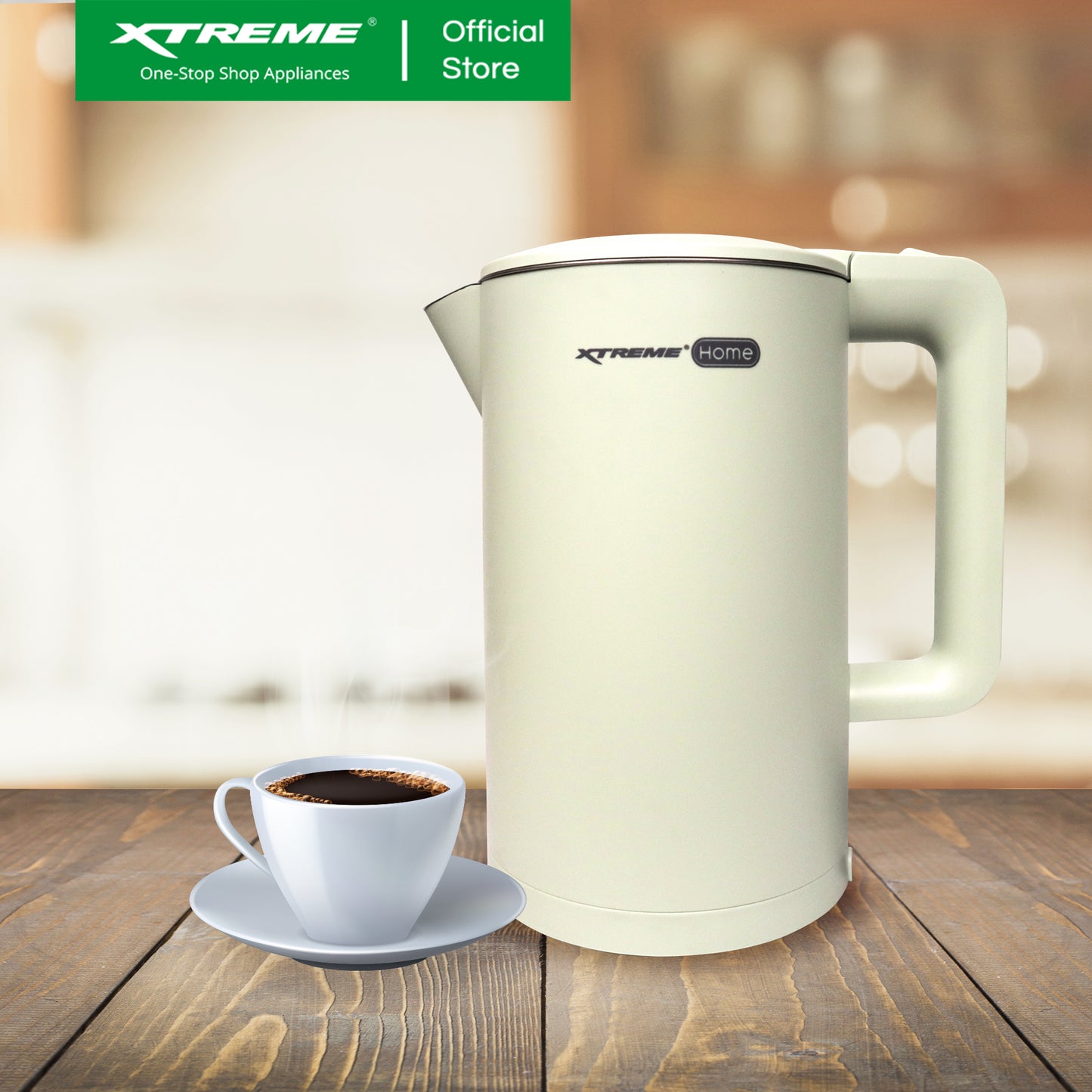 XTREME HOME 1.7L Electric Kettle Seamless Inner Pot w/ Water Indicator (Green) | XH-KT-DWCLH17GREEN