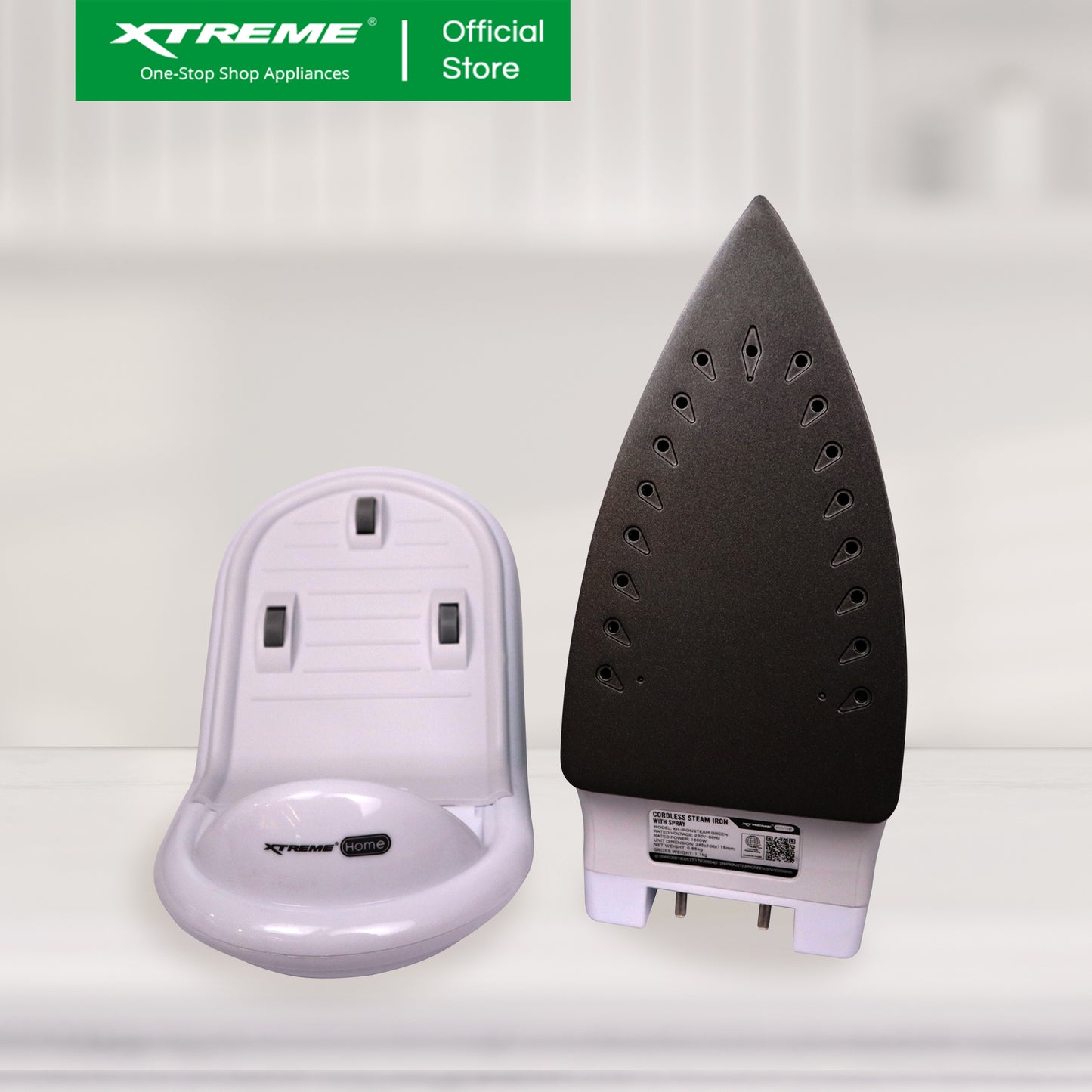 XTREME HOME Cordless Steam Iron with Spray Ceramic Soleplate & Indicator Light (Green) | XH-IRONSTEAMGREEN