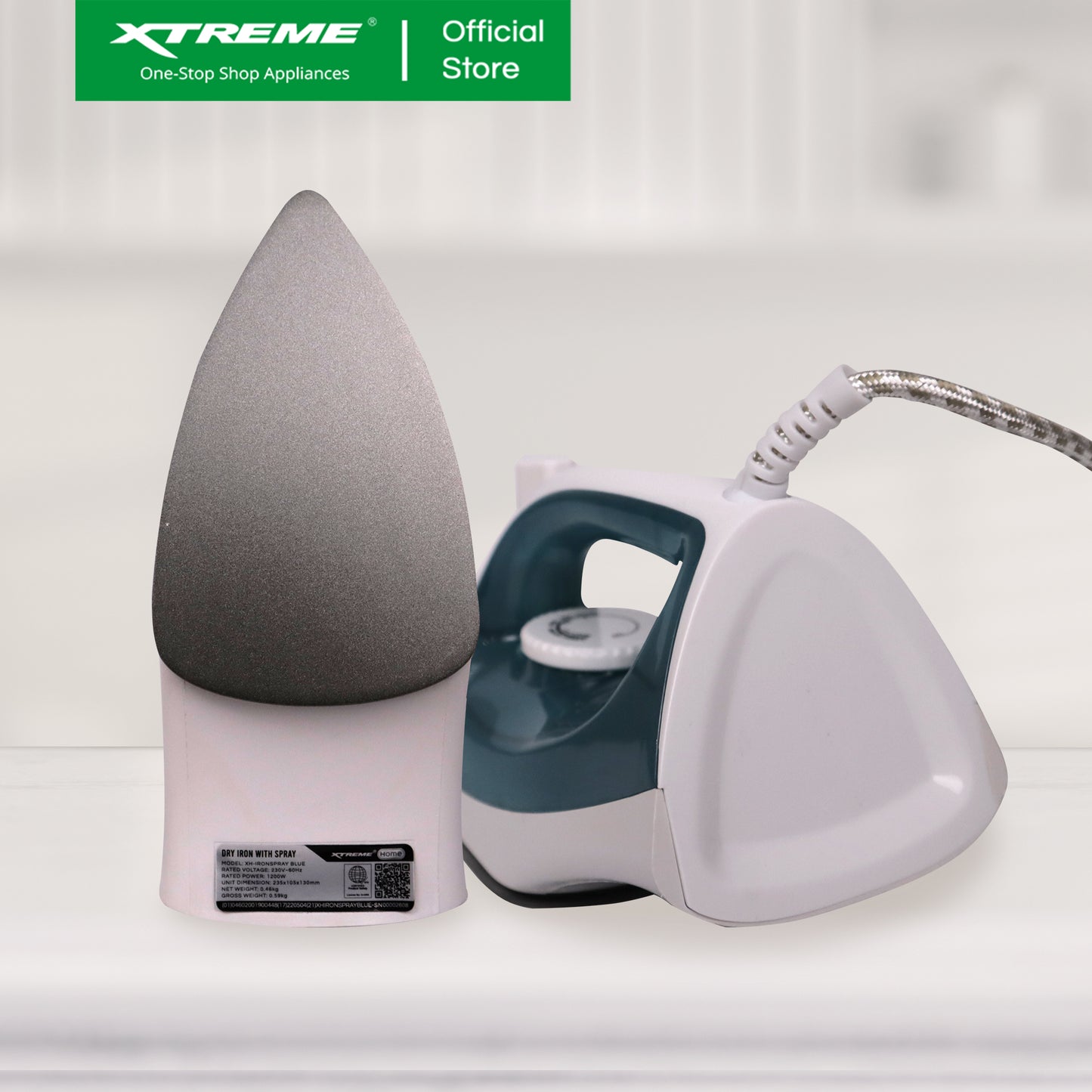 XTREME HOME Dry Iron with Spray Ceramic Soleplate and Indicator Light  (Blue) | XH-IRONSPRAYBLUE
