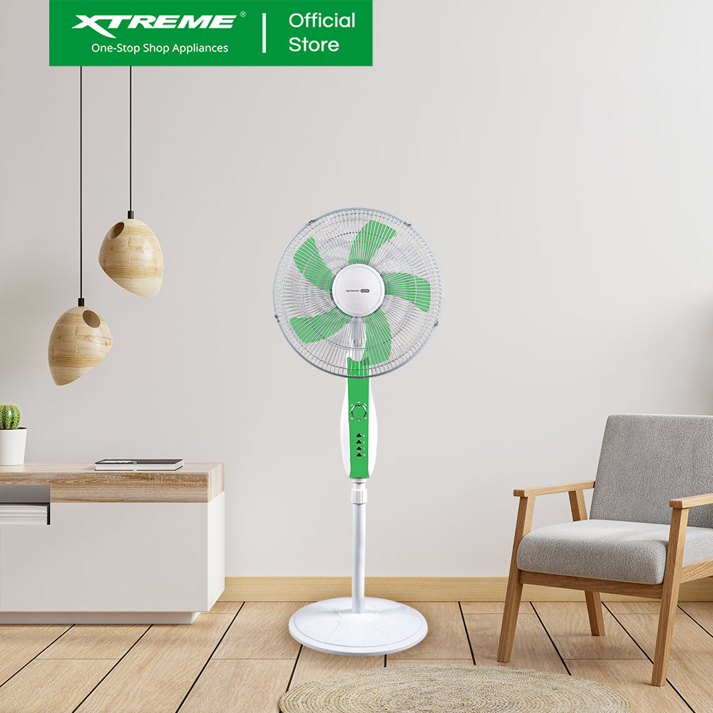 XTREME HOME 16 inches Stand Fan 3-Speed Levels Knife-shape Blade with Timer (Green) | XH-EF-SF16GREEN