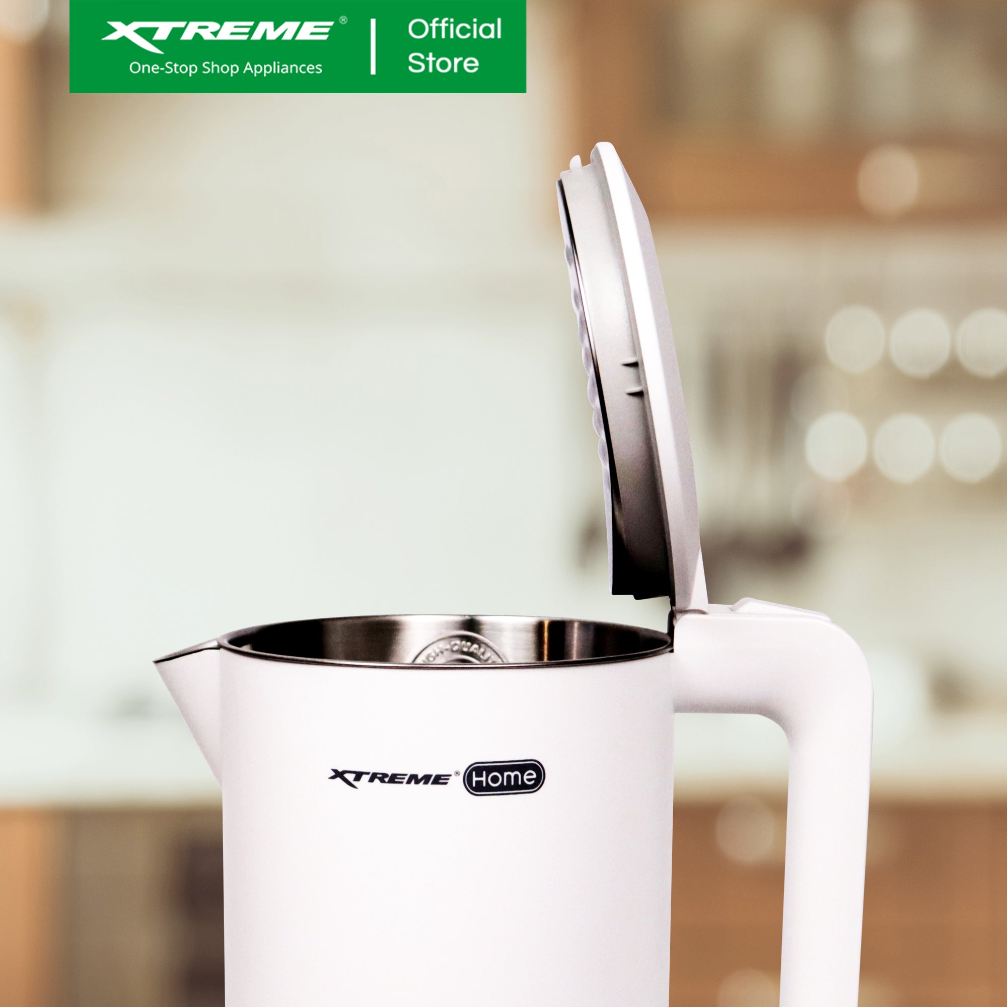 XTREME HOME 1.7L Electric Kettle Seamless Inner Pot w/ Water Indicator (White) | XH-KT-DWCLH17WHITE
