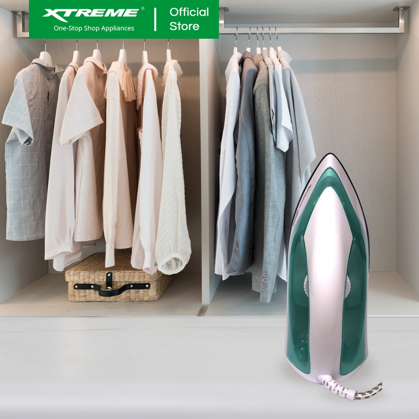 XTREME HOME Dry Iron w/ Soleplate Overheat Protection & Indicator Light (Green) | XH-IRONDRYGREEN